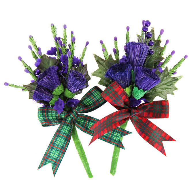 Corsage, Tartan Buttonhole with Ross Ribbon